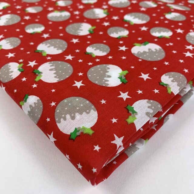 Christmas Poly/Cotton - Little Puds - Red