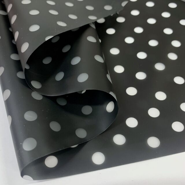 Printed PU Polyurethane - Polka - Black