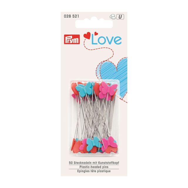Prym Love - Hearts & Butterflies Plastic-Headed Pins