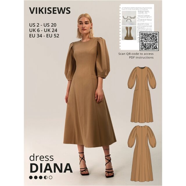 Vikisews - Diana Dress Sewing Pattern (UK 6-24)